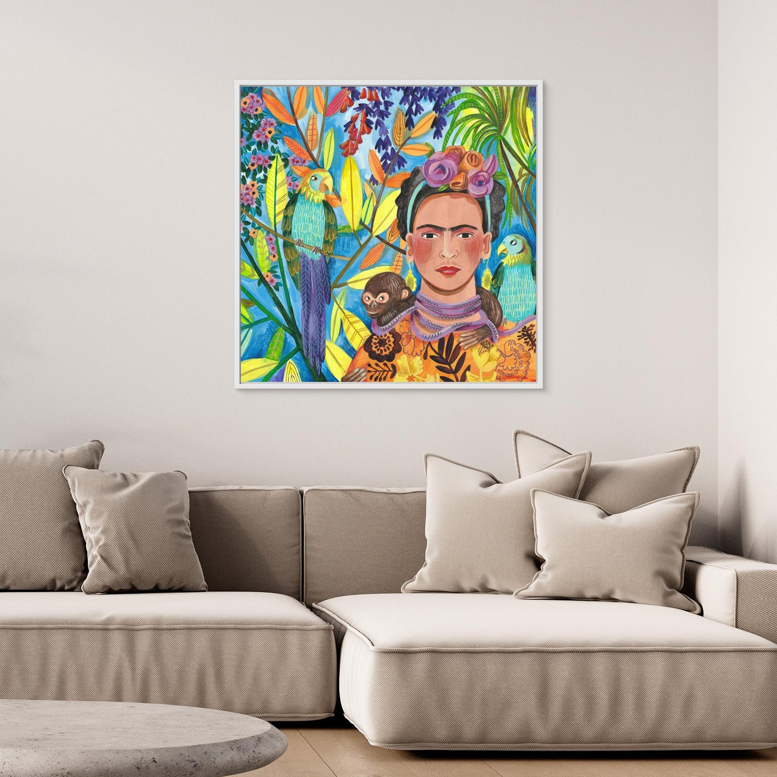 Canvas Print - Frida and her Parrots by Caroline Bonne Müller