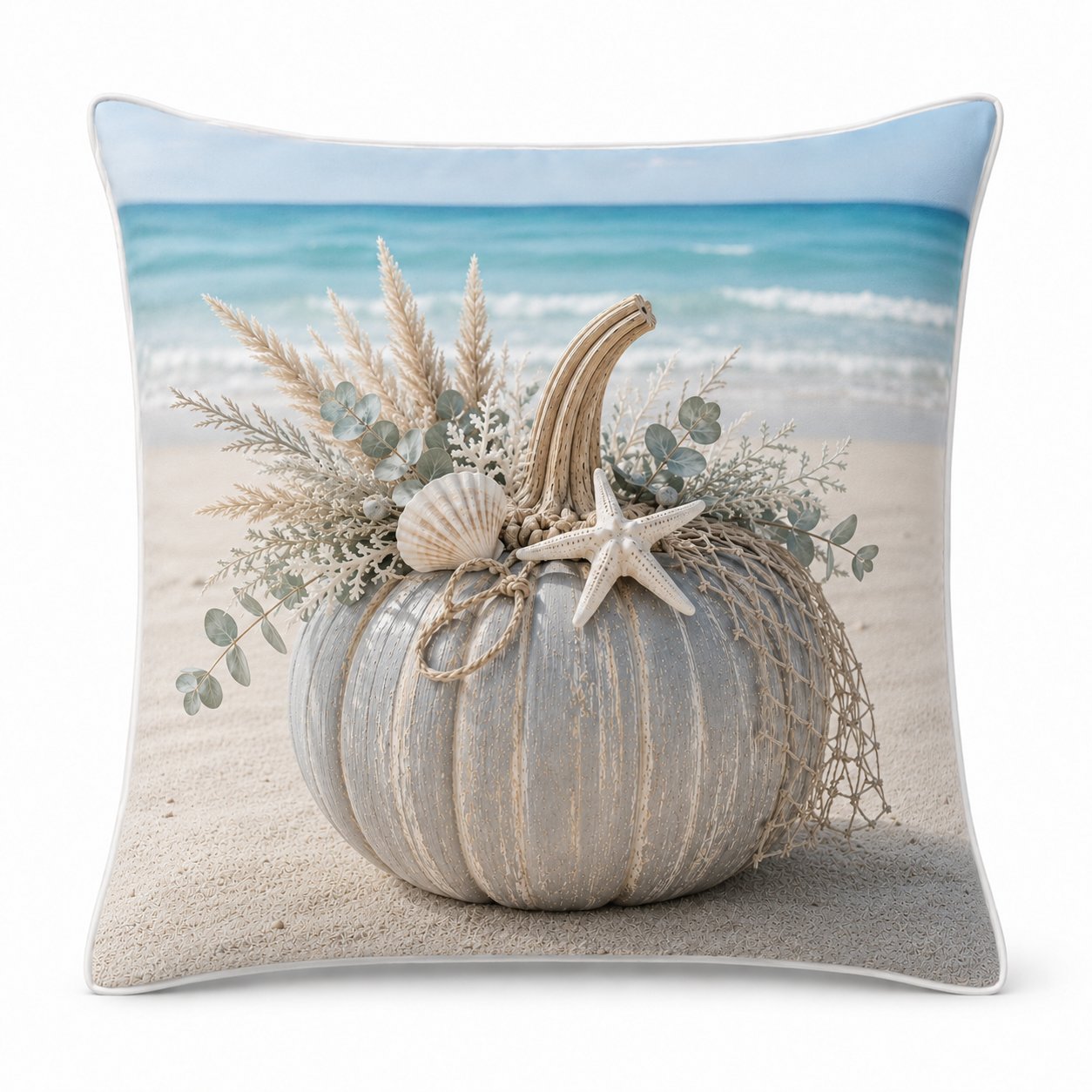 Coastal Grey Pumpkin pillow cover clean front view