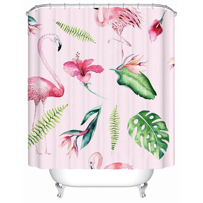 Flamingo and Hibiscus Shower Curtain