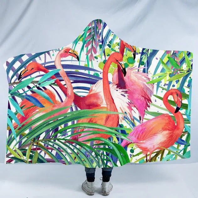 Flamingo Passion Cozy Hooded Blanket