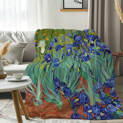 Van Gogh Irises Flannel Fleece Blanket