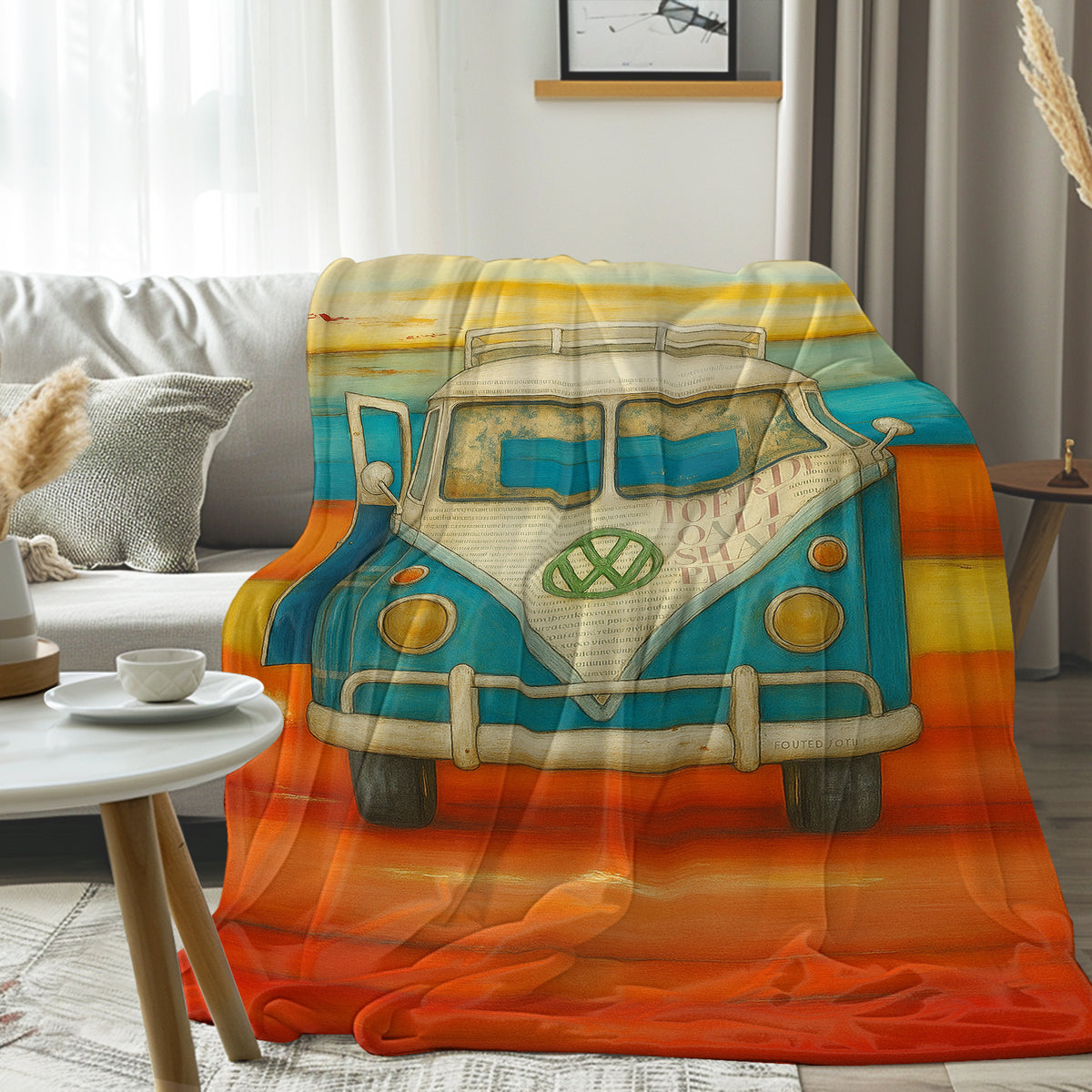Vee Dub Sunset Flannel Fleece Blanket