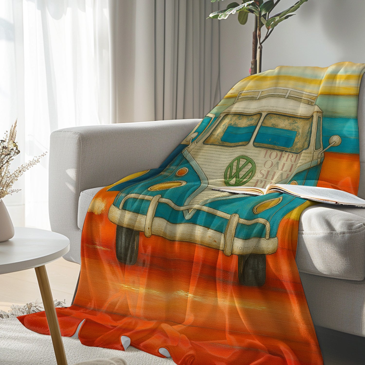 Vee Dub Sunset Flannel Fleece Blanket