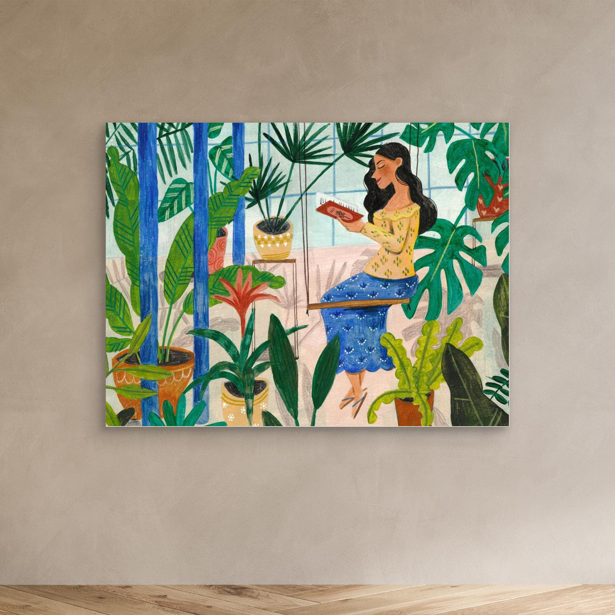Canvas Print - Reading in the Tropical Greenhouse by Caroline Bonne Müller