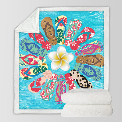 Flip Flop Flower Soft Sherpa Blanket