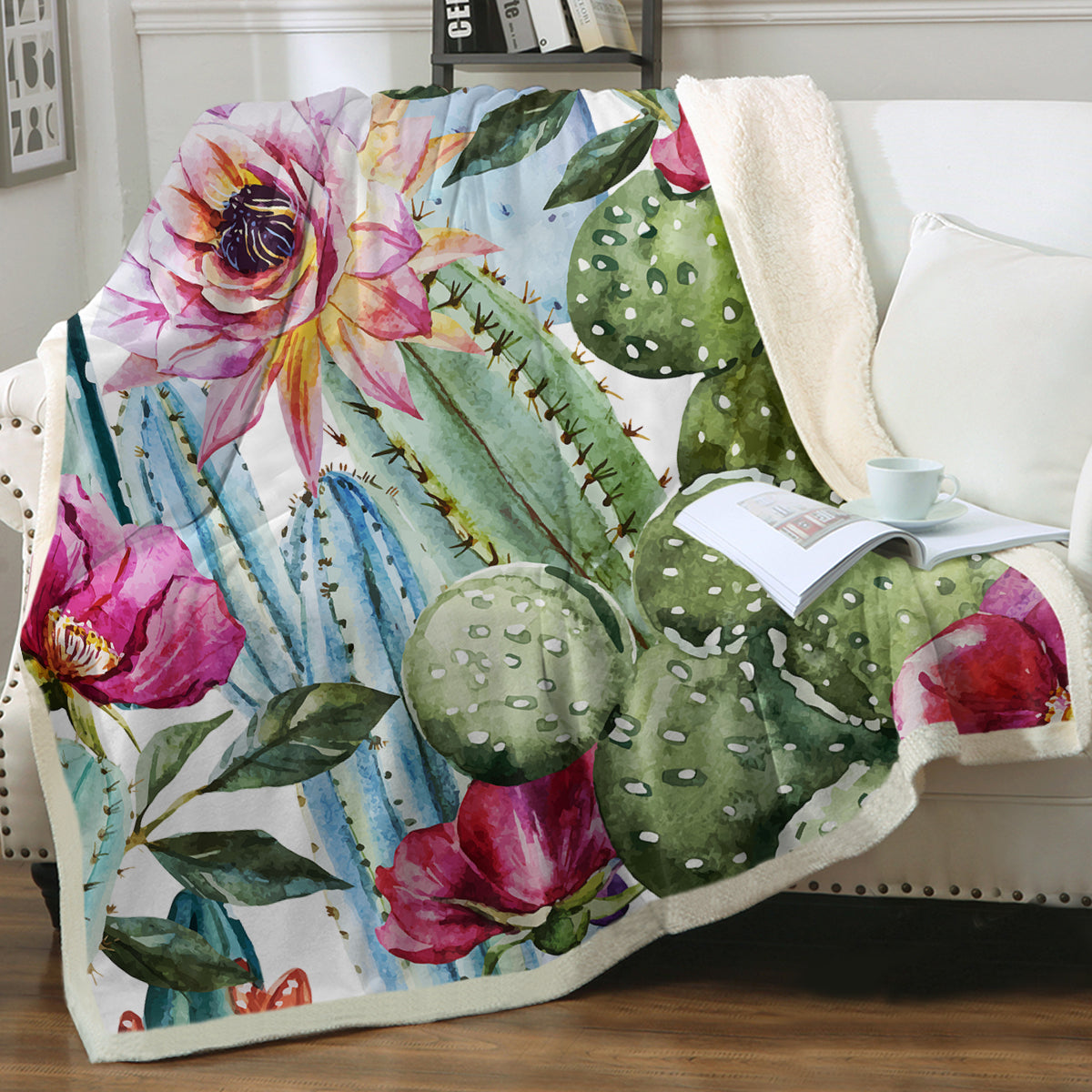 Colorful Cacti Bedspread Blanket