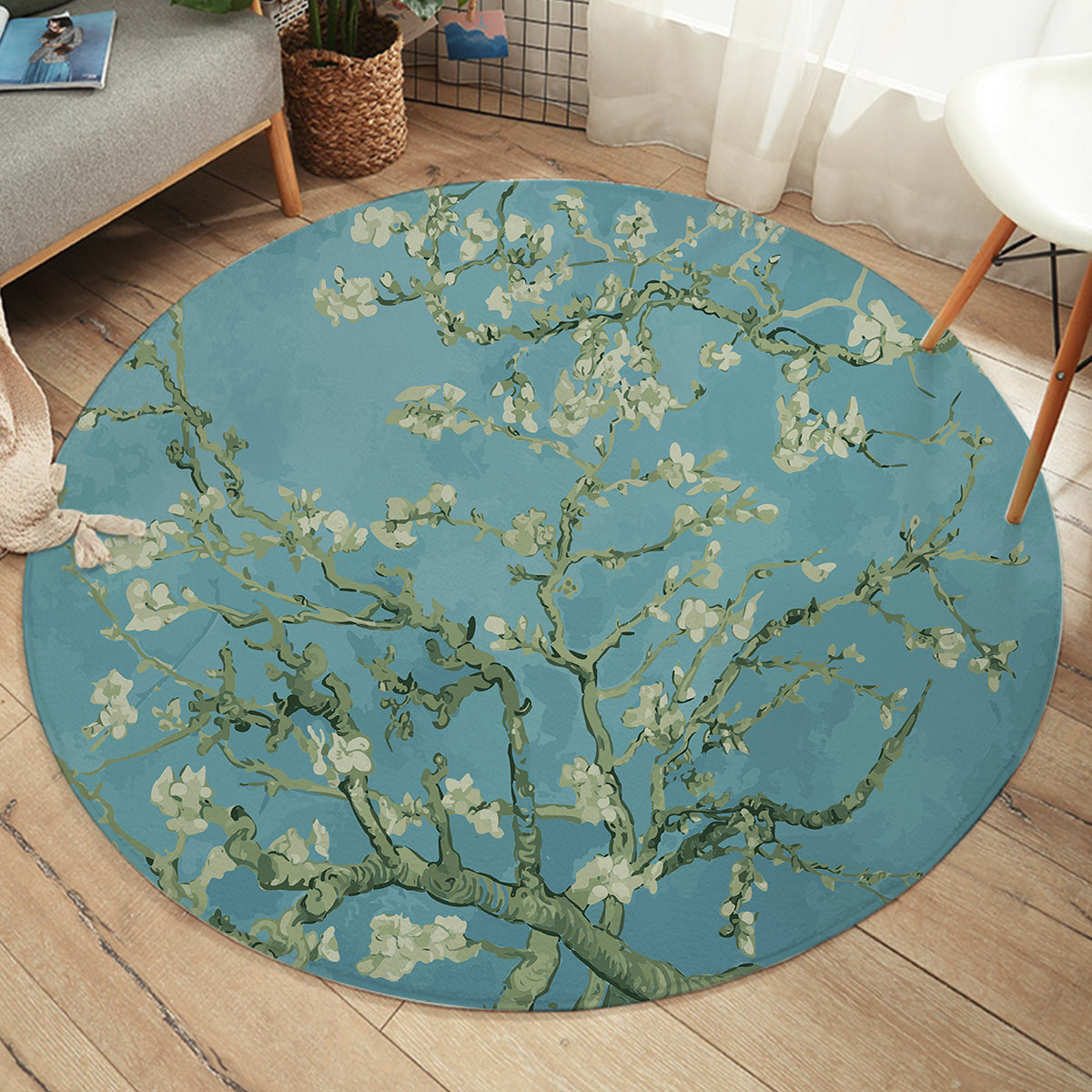 Van Gogh Almond Blossoms Round Area Rug