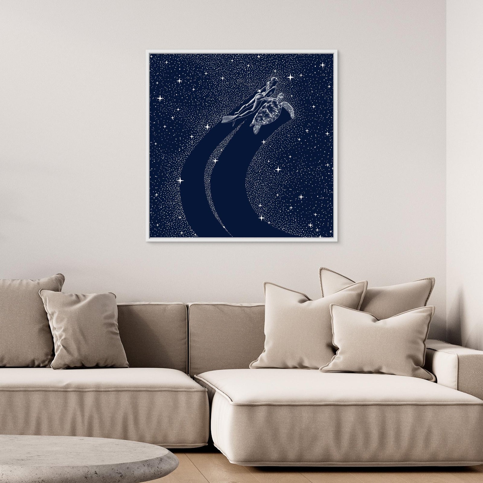 Canvas Print - Starry Turtle and Diver by Alirıza çakir