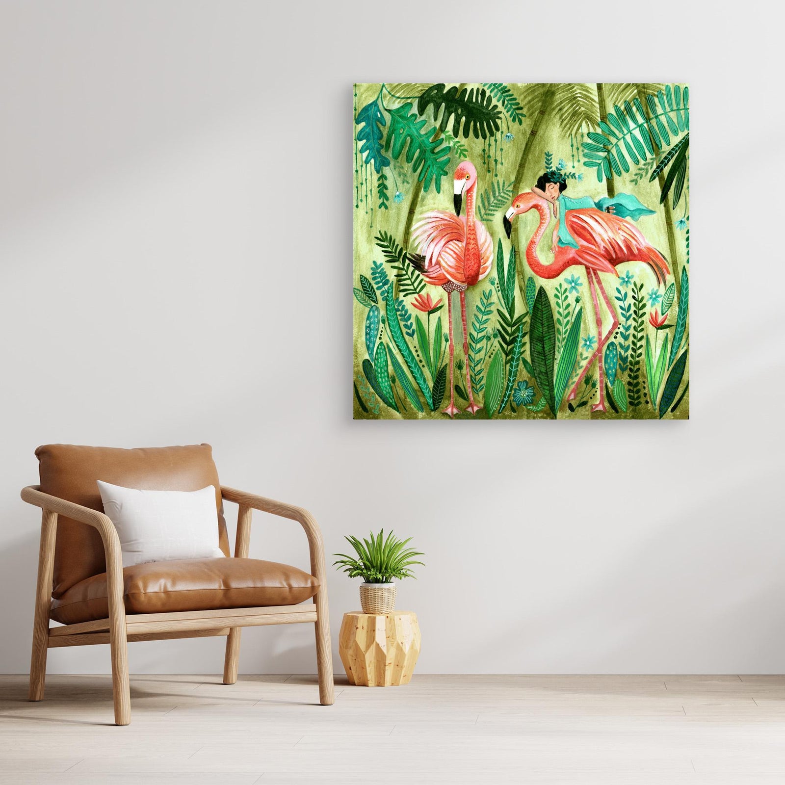Canvas Print - Flamingo Jungle by Caroline Bonne Müller