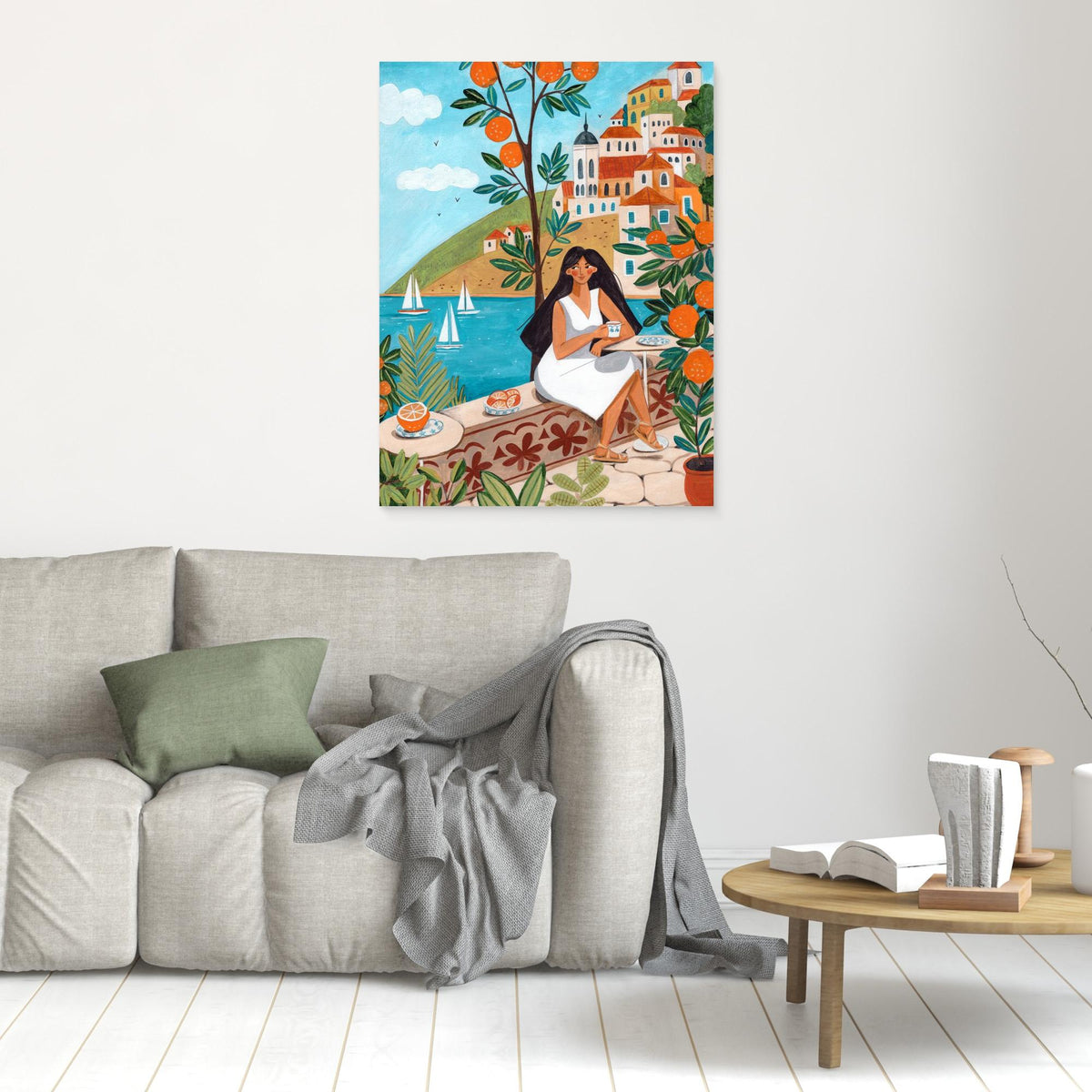 Canvas Print - Woman on the Mediterranean Coast by Caroline Bonne Müller