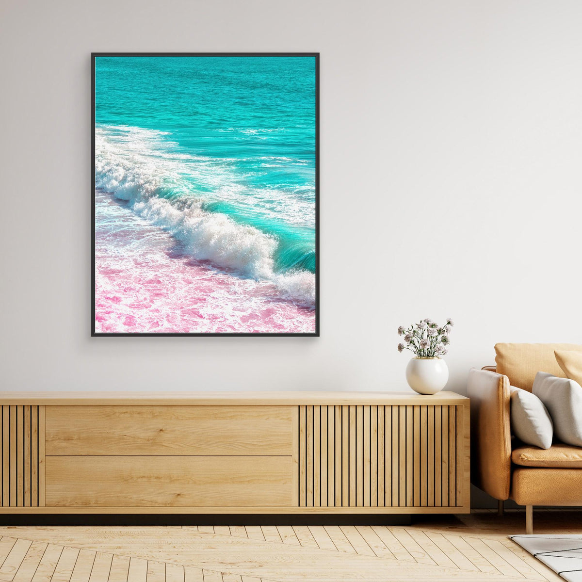 Canvas Print - Waves Crashing in Pink and Blue by Tom Windeknecht