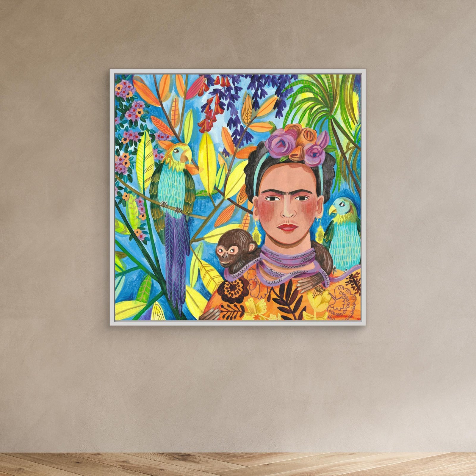 Canvas Print - Frida and her Parrots by Caroline Bonne Müller