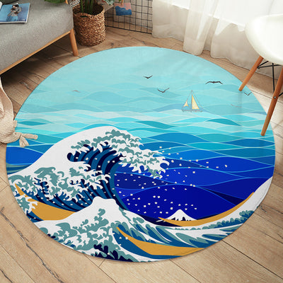 The Great Wave Round Area Rug