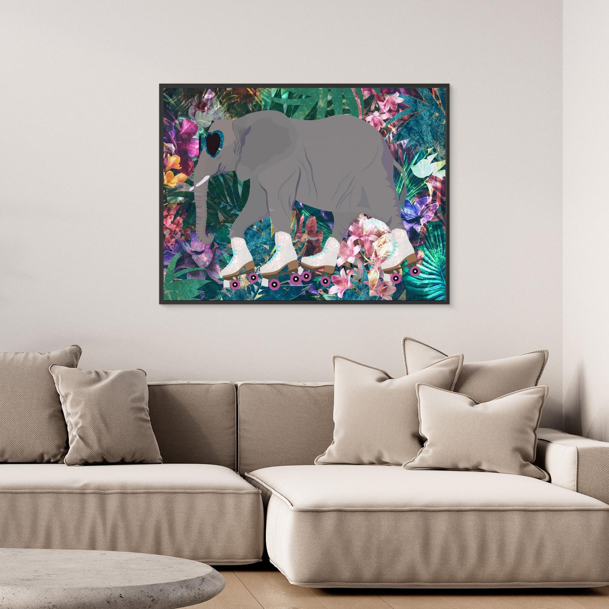 Canvas Print - Elephant Rollerskating in the Jungle by Sarah Manovski