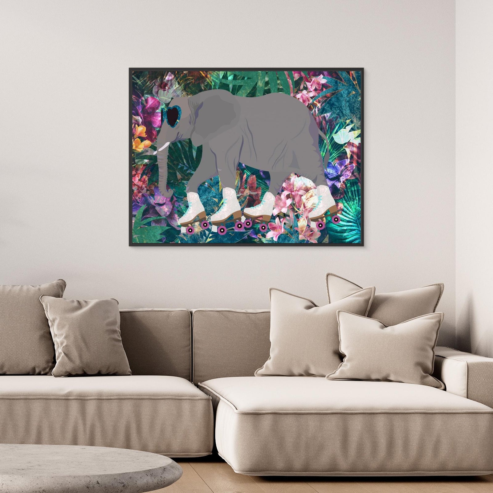 Canvas Print - Elephant Rollerskating in the Jungle by Sarah Manovski