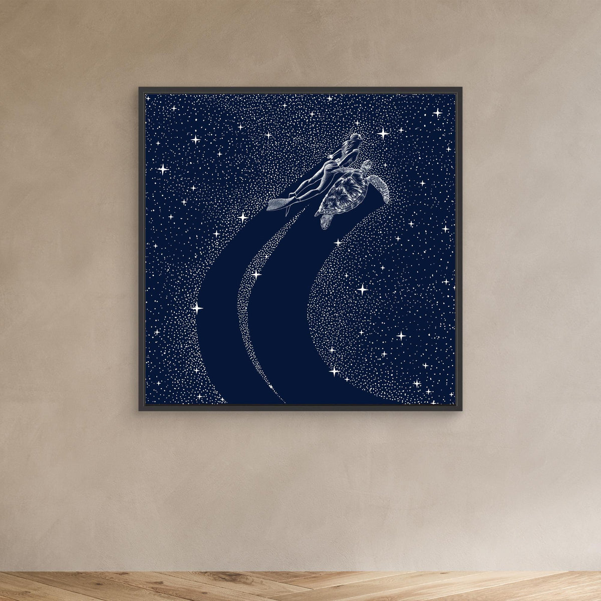 Canvas Print - Starry Turtle and Diver by Alirıza çakir