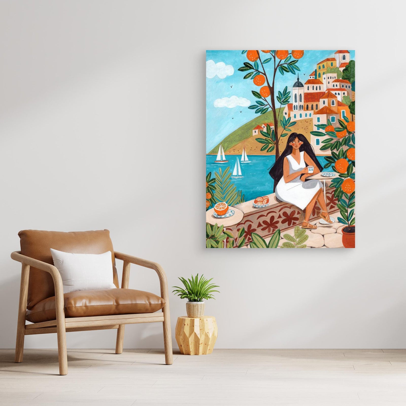 Canvas Print - Woman on the Mediterranean Coast by Caroline Bonne Müller