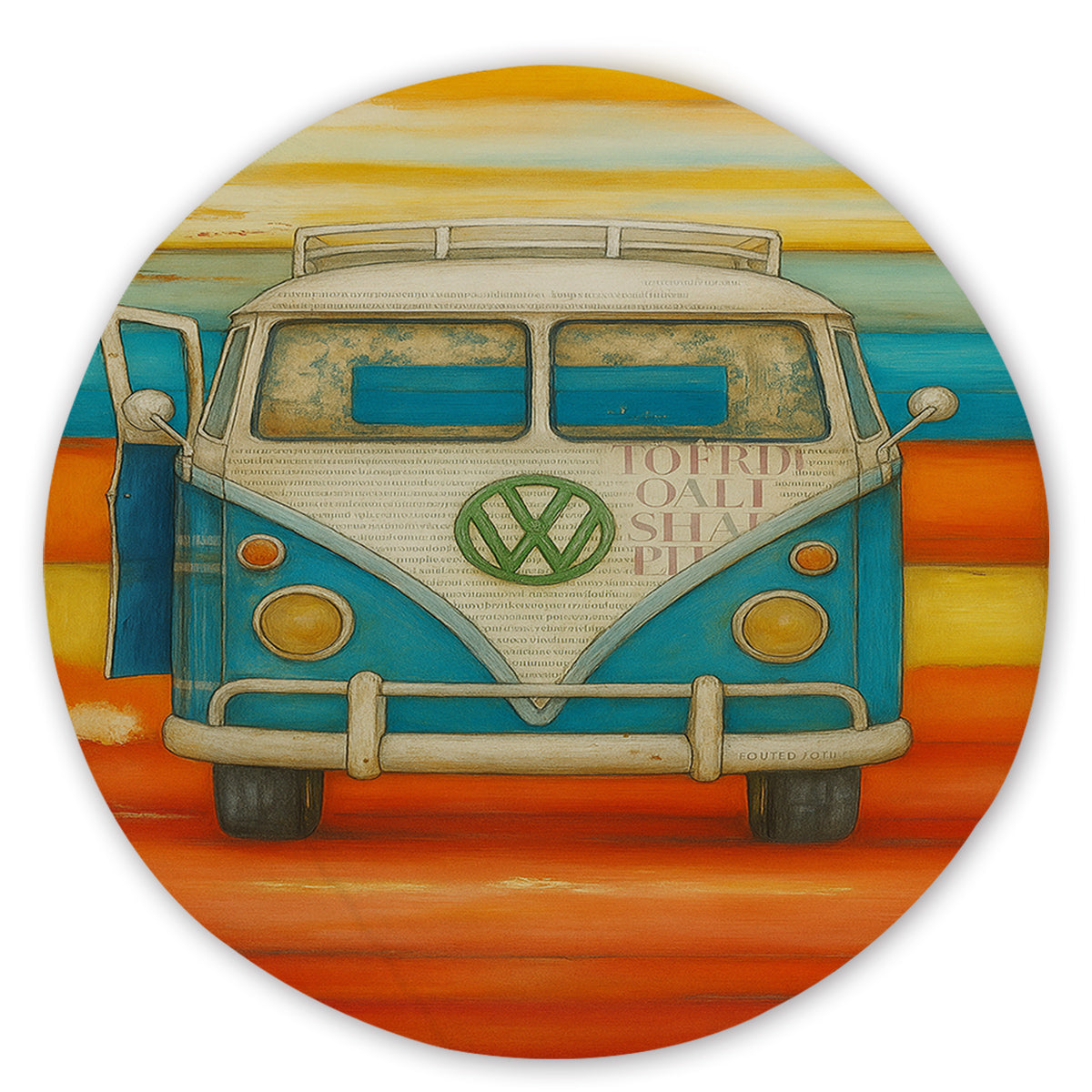 Vee Dub Sunset Round Area Rug