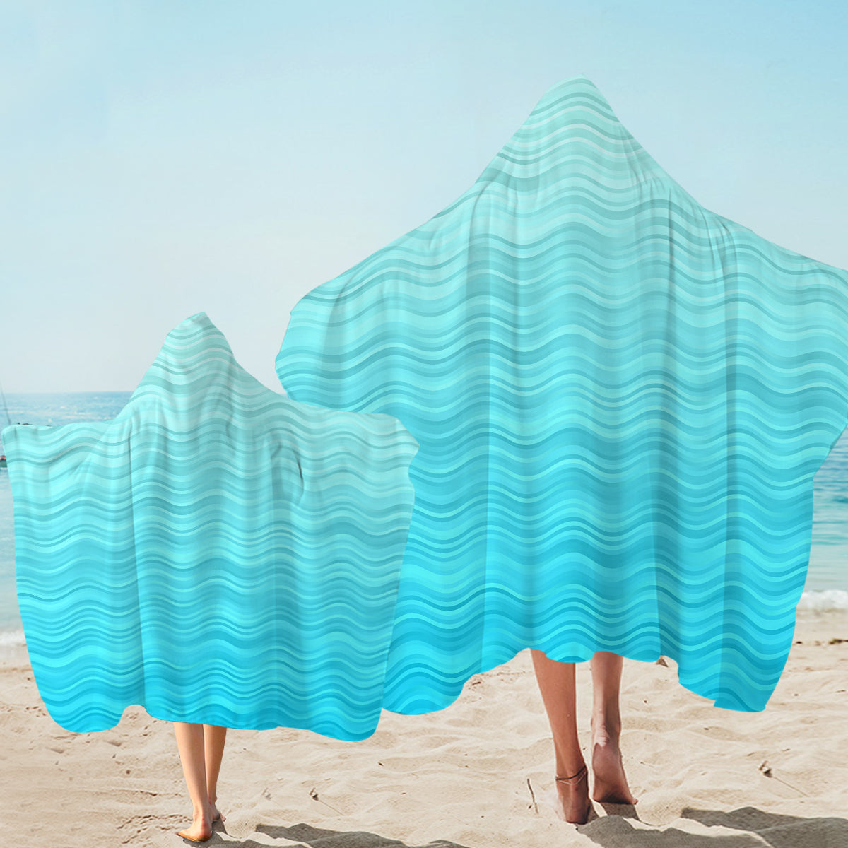 Waves of Blue Hooded Towel