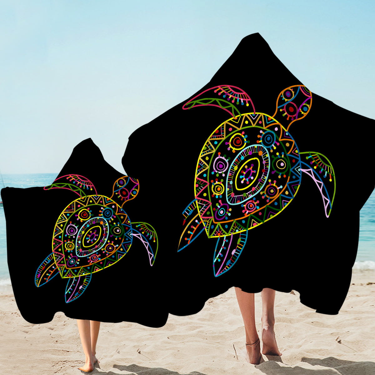 Tribal Turtle Hooded Towel