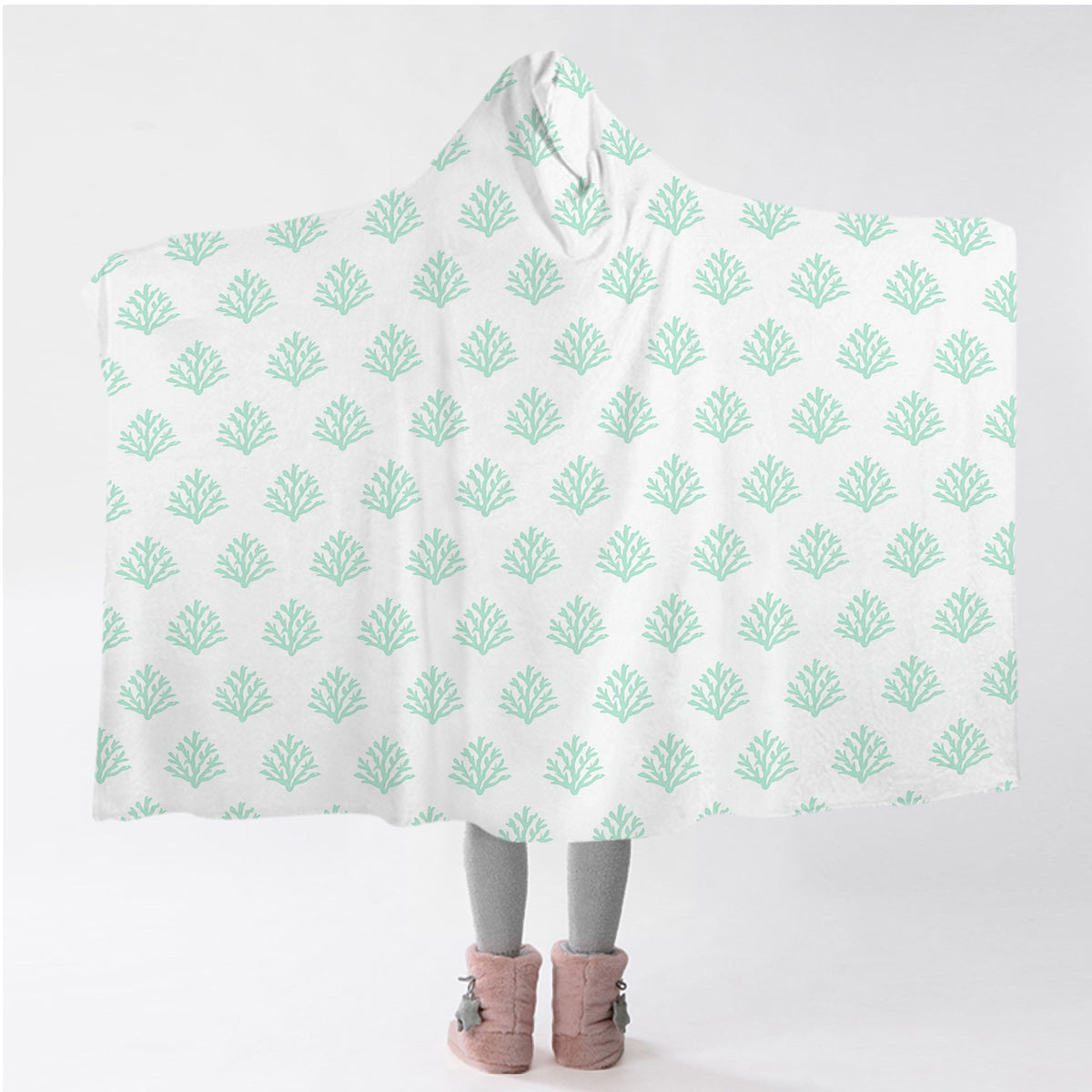 Coral Mint Hooded Blanket