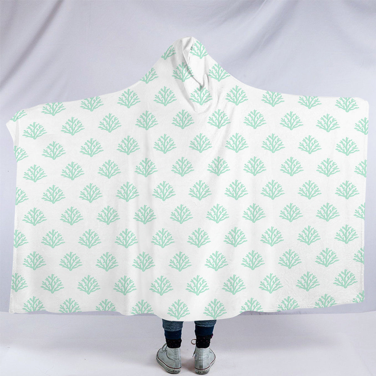 Coral Mint Hooded Blanket