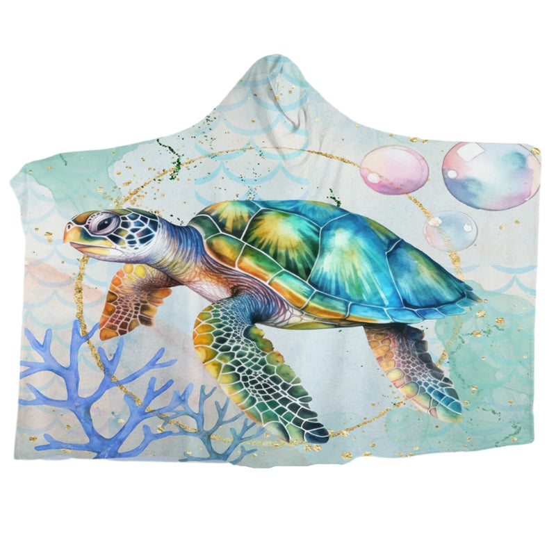 Dreamy Sea Turtle Cozy Hooded Blanket