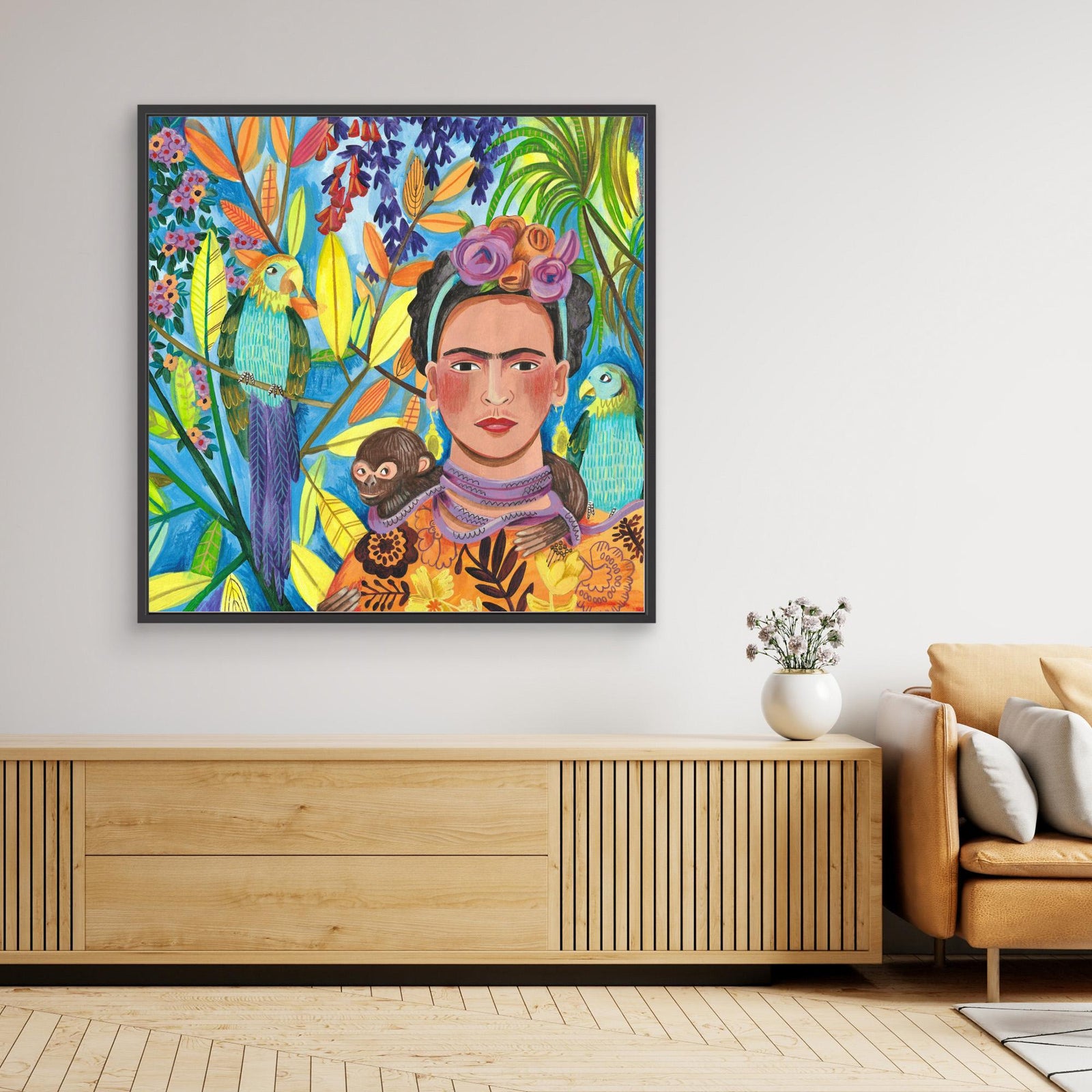 Canvas Print - Frida and her Parrots by Caroline Bonne Müller
