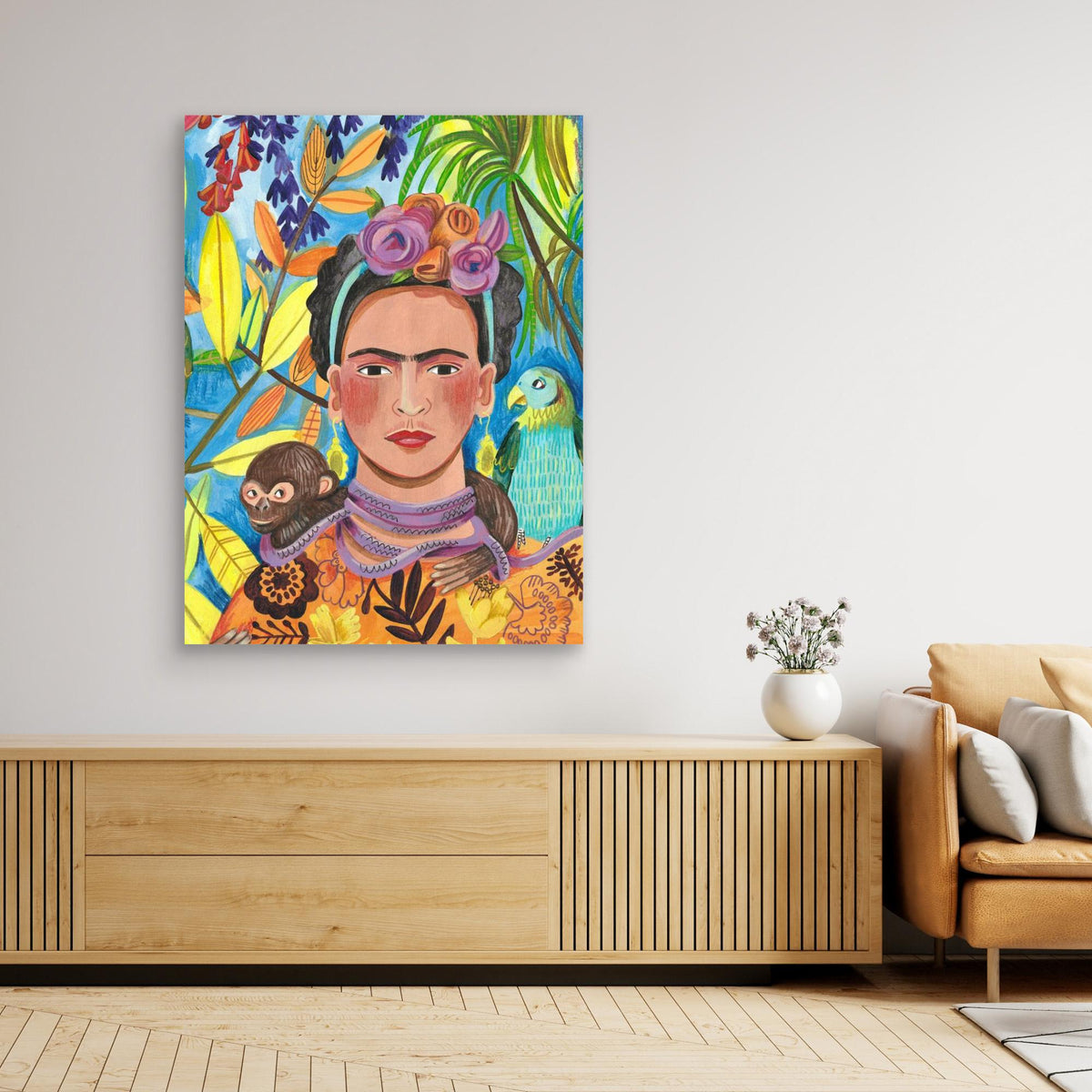 Canvas Print - Frida and her Parrots by Caroline Bonne Müller