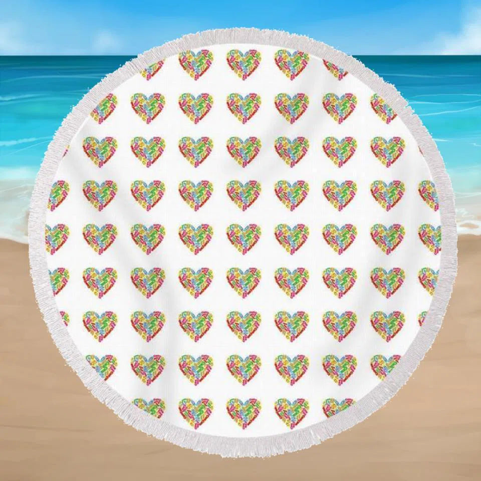 I Love Flip Flops Round Beach Towel