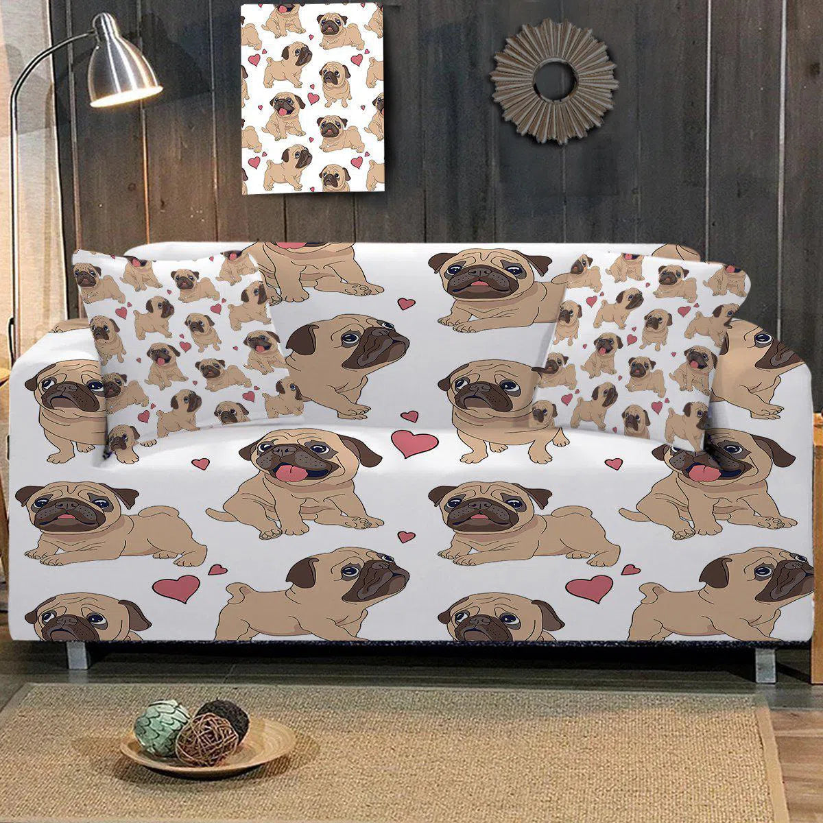 I Love My Pug Couch Cover