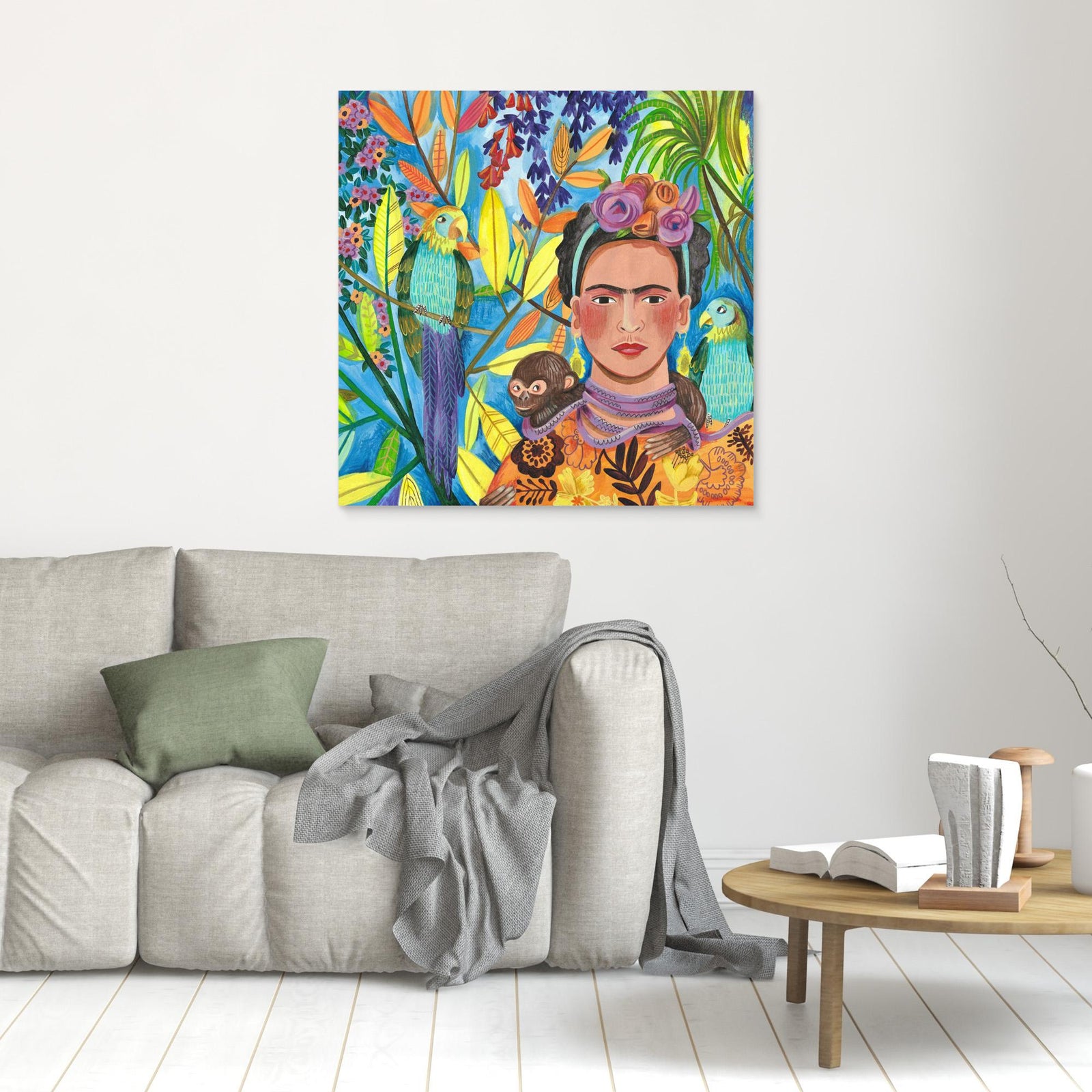 Canvas Print - Frida and her Parrots by Caroline Bonne Müller