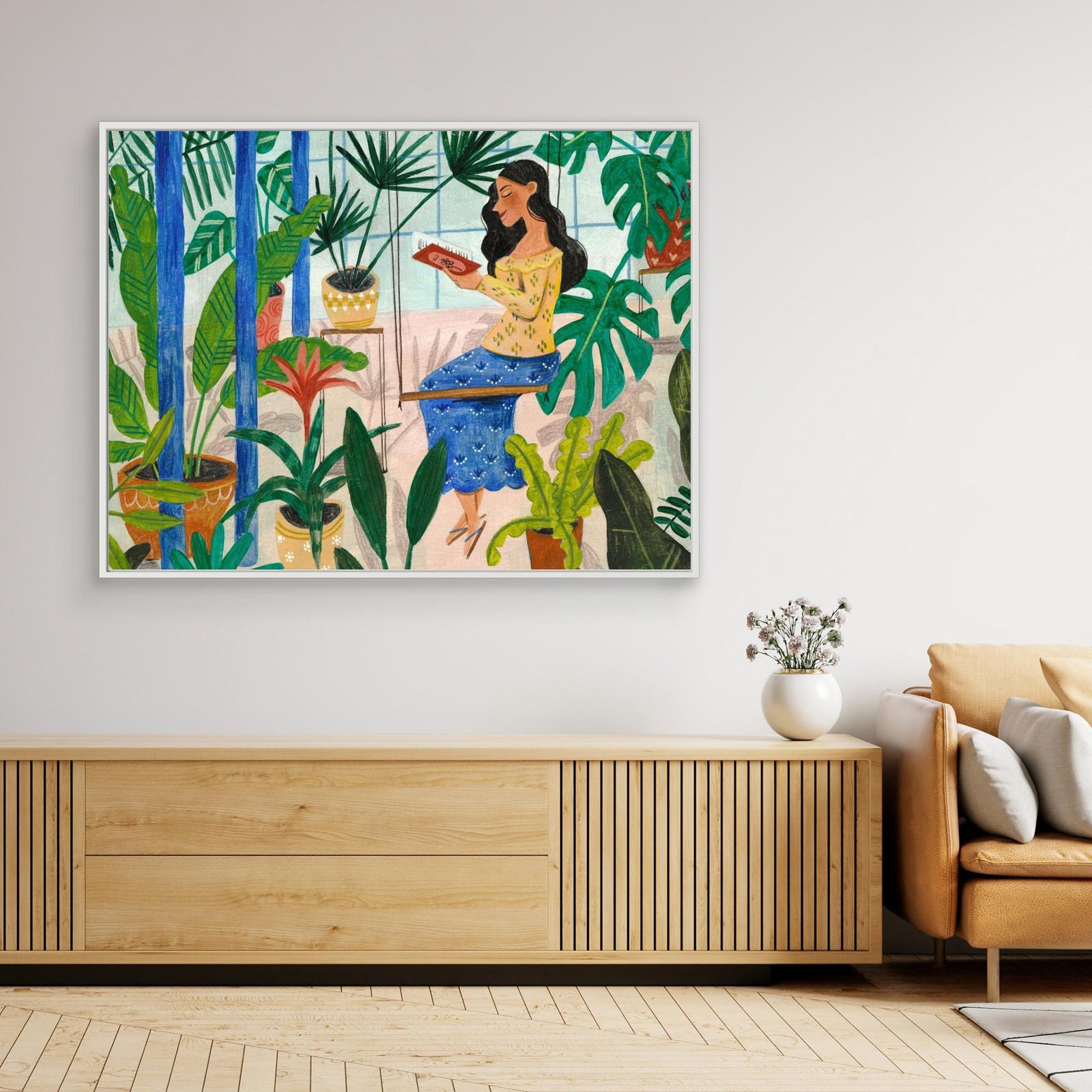 Canvas Print - Reading in the Tropical Greenhouse by Caroline Bonne Müller