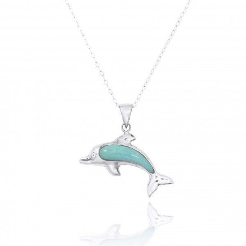 Larimar Dolphin Pendant Necklace