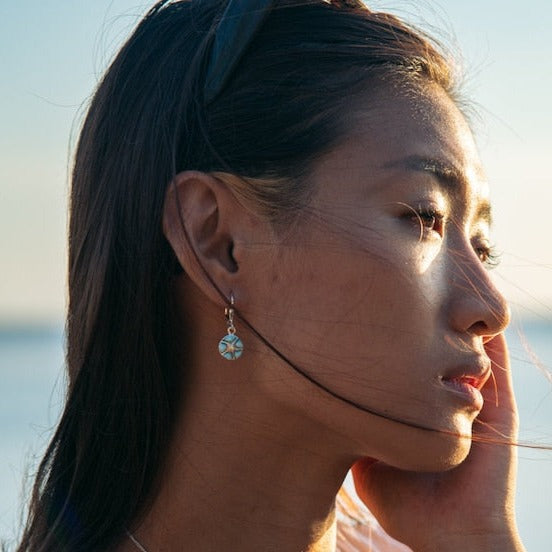 Starfish Earrings with Crystal and Larimar