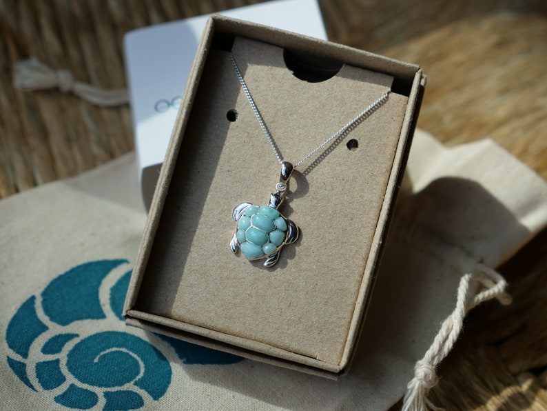 Caribbean Larimar Sea Turtle Jewelry Set