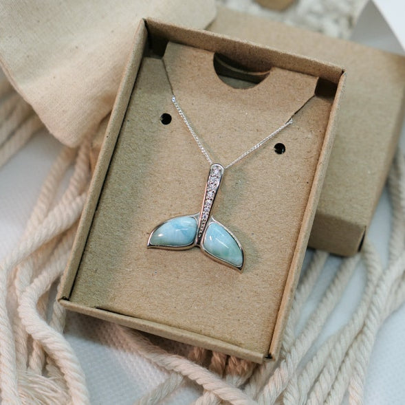 Whale Tail Larimar Pendant Necklace