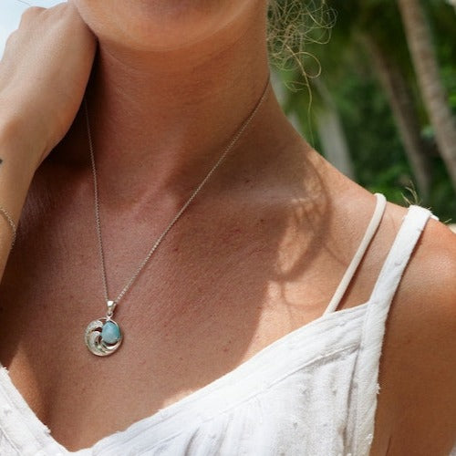 Waves Pendant Necklace with Larimar