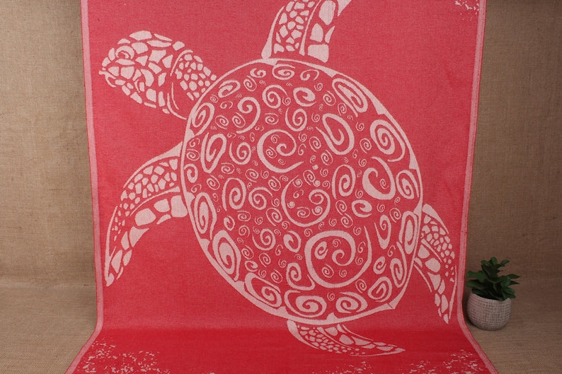 The Original Red Turkish Turtle Beach Towel