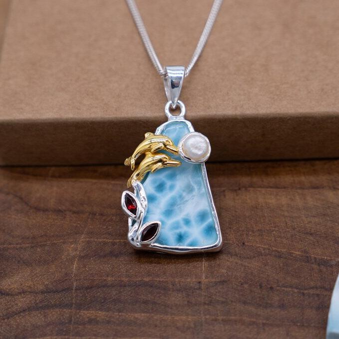 Larimar Dolphin Necklace