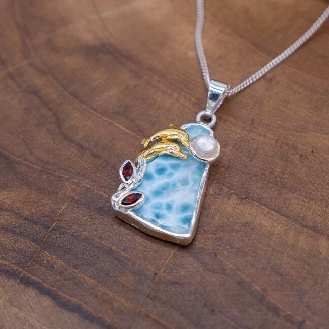 Larimar Dolphin Necklace