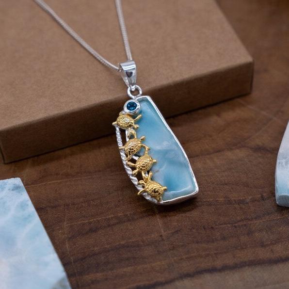 Larimar Turtle Necklace