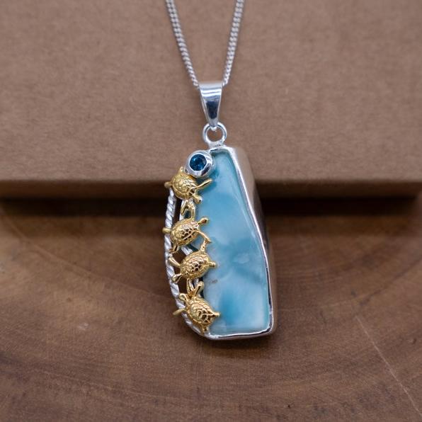 Larimar Turtle Necklace