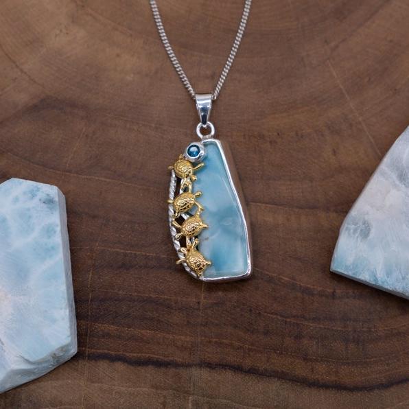 Larimar Turtle Necklace