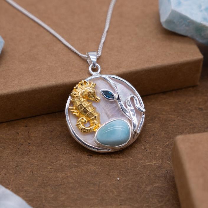 Seahorse Necklace Silver and Gold