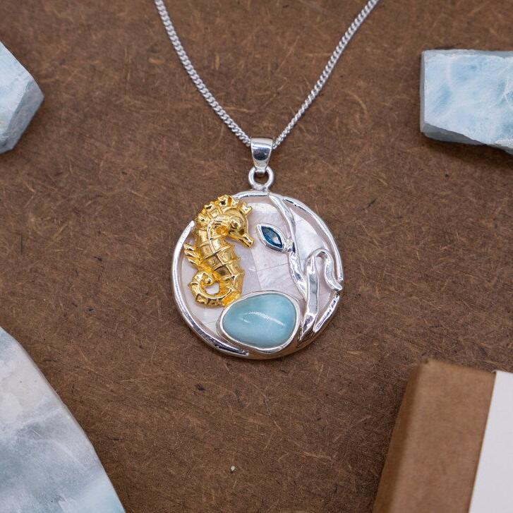 Seahorse Necklace Silver and Gold