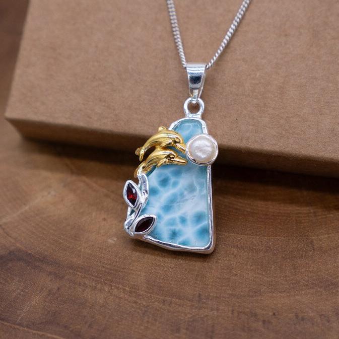 Larimar Dolphin Necklace