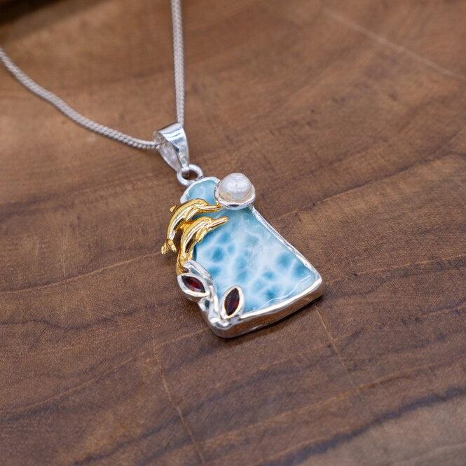 Larimar Dolphin Necklace