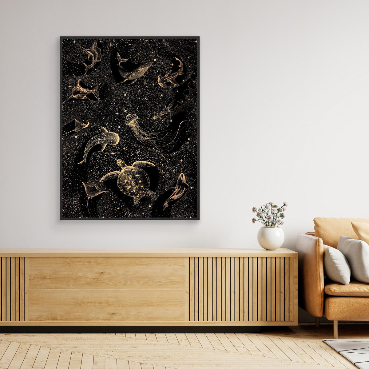 Canvas Print - Cosmic Ocean Dark Gold by Alirıza çakir