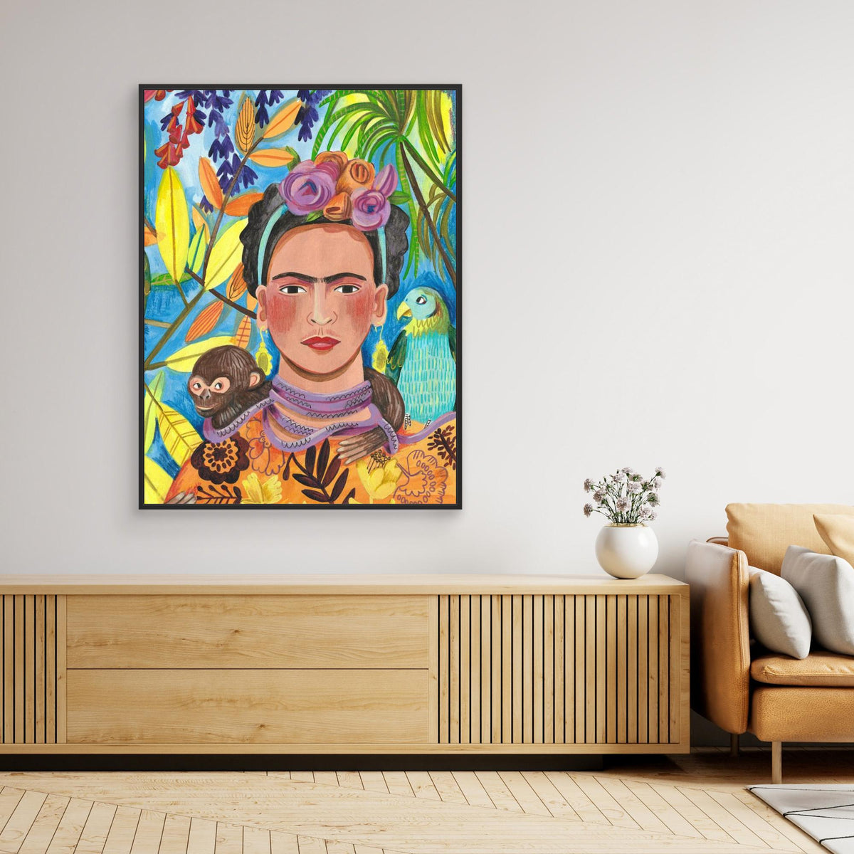 Canvas Print - Frida and her Parrots by Caroline Bonne Müller